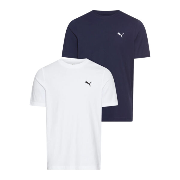 Pack 2 camisetas Puma para hombre - Camisetas básicas blanco y azul marino con logo estampado