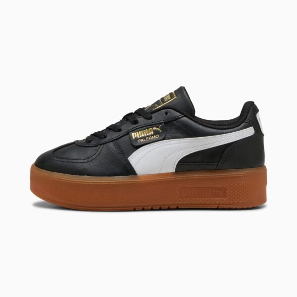 Puma Palermo Elevata - Zapatillas de piel para mujer - Sneakers color negro leather Puma con plataforma