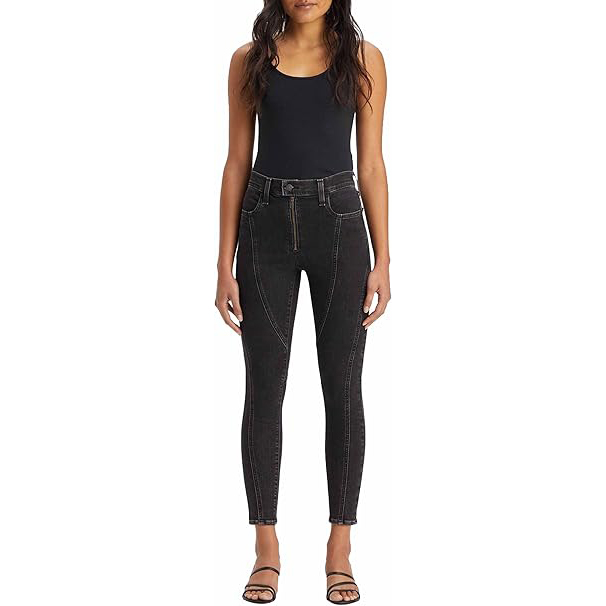 Levi's 720 Zip Front Jeans para mujer - Pantalones vaqueros Levis skinny de tiro alto color negro Kinda Moody