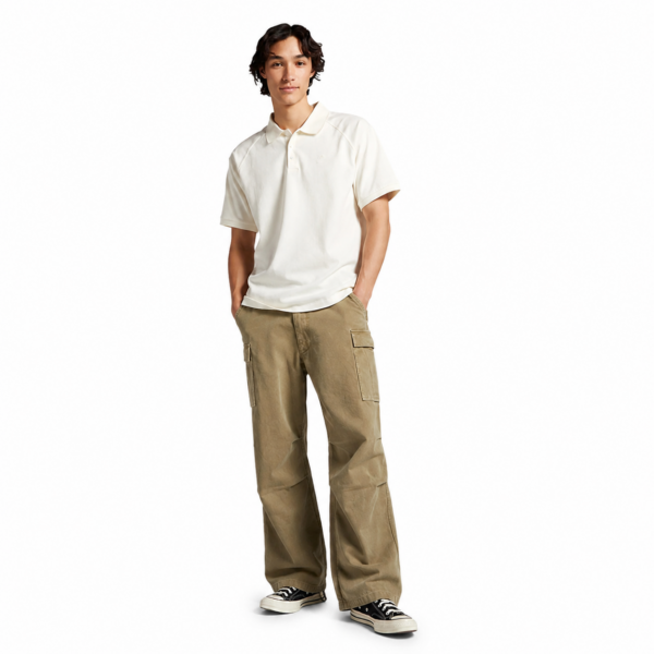 Polo Converse Marquis para hombre - Polo de manga corta color crudo con cuello clásico