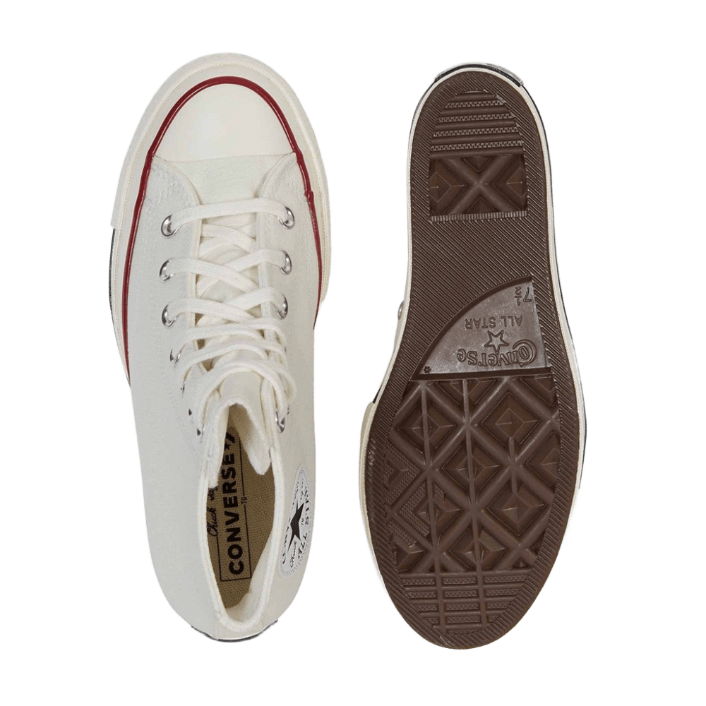 Converse Chuck 70 Wedge Hi para mujer - Zapatillas altas con cuña interna de lona en blanco roto - Sneakers con plataforma oculta - Imagen 2