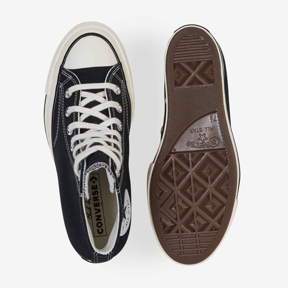 Converse Chuck 70 Wedge Hi para mujer - Zapatillas altas con cuña interna de lona en color negro - Sneakers con plataforma oculta - Imagen 3
