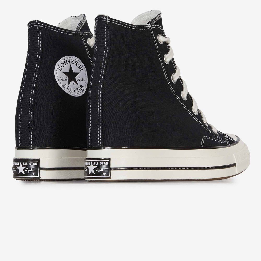 Converse Chuck 70 Wedge Hi para mujer - Zapatillas altas con cuña interna de lona en color negro - Sneakers con plataforma oculta - Imagen 4