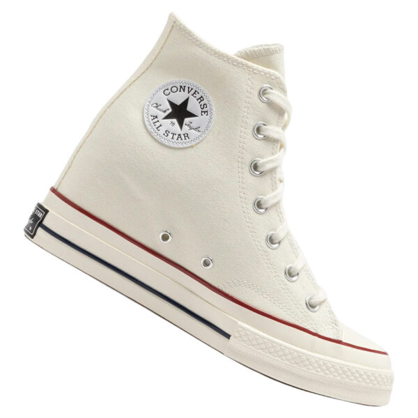 Converse Chuck 70 Wedge Hi para mujer - Zapatillas altas con cuña interna de lona en blanco roto - Sneakers con plataforma oculta