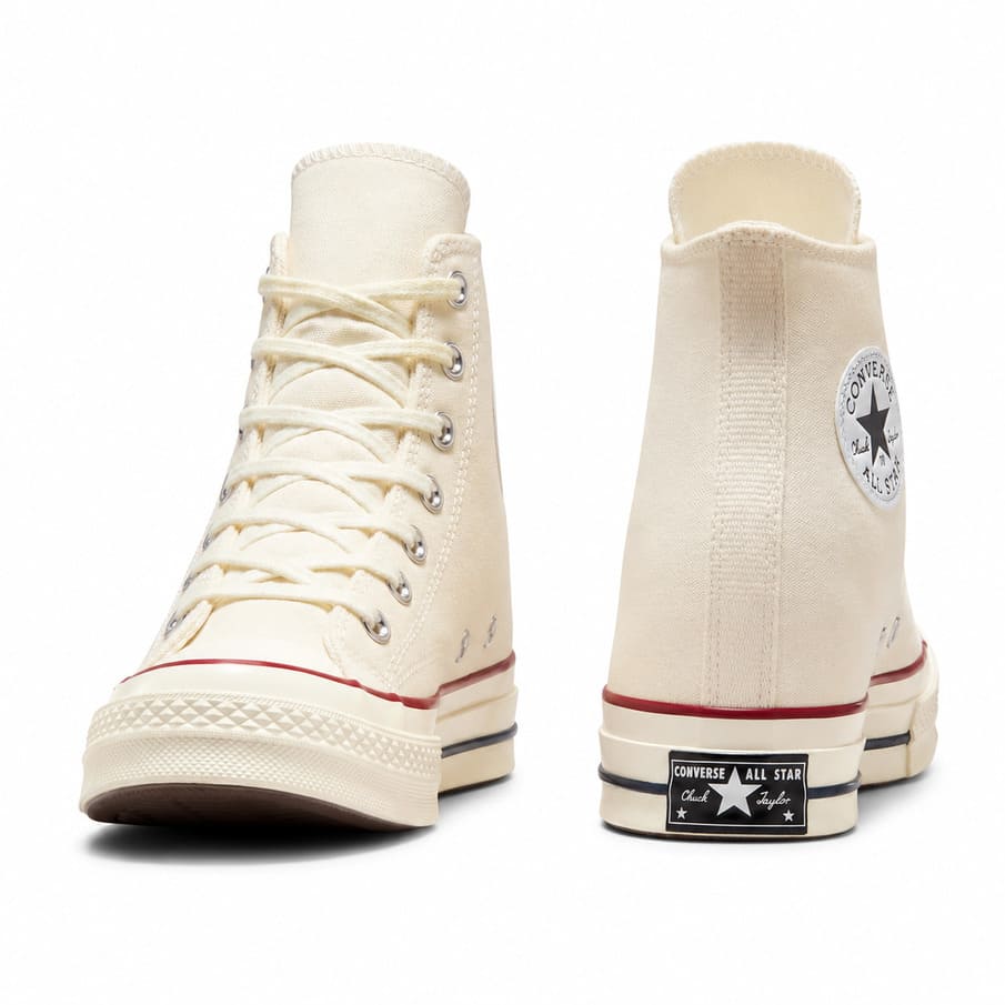 Converse Chuck 70 Wedge Hi para mujer - Zapatillas altas con cuña interna de lona en blanco roto - Sneakers con plataforma oculta - Imagen 4