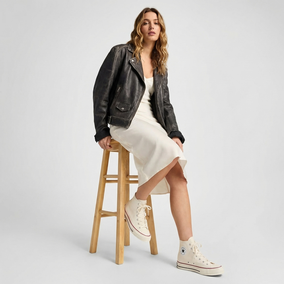 Converse Chuck 70 Wedge Hi para mujer - Zapatillas altas con cuña interna de lona en blanco roto - Sneakers con plataforma oculta - Imagen 5