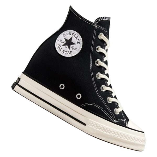 Converse Chuck 70 Wedge Hi para mujer - Zapatillas altas con cuña interna de lona en color negro - Sneakers con plataforma oculta