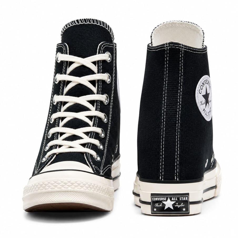 Converse Chuck 70 Wedge Hi para mujer - Zapatillas altas con cuña interna de lona en color negro - Sneakers con plataforma oculta - Imagen 6