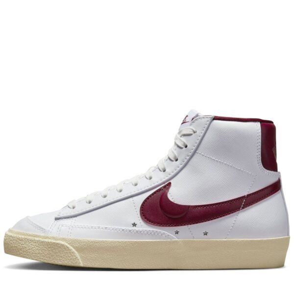 Nike Blazer Mid '77 para mujer - Zapatillas altas casual blancas con Swoosh granate