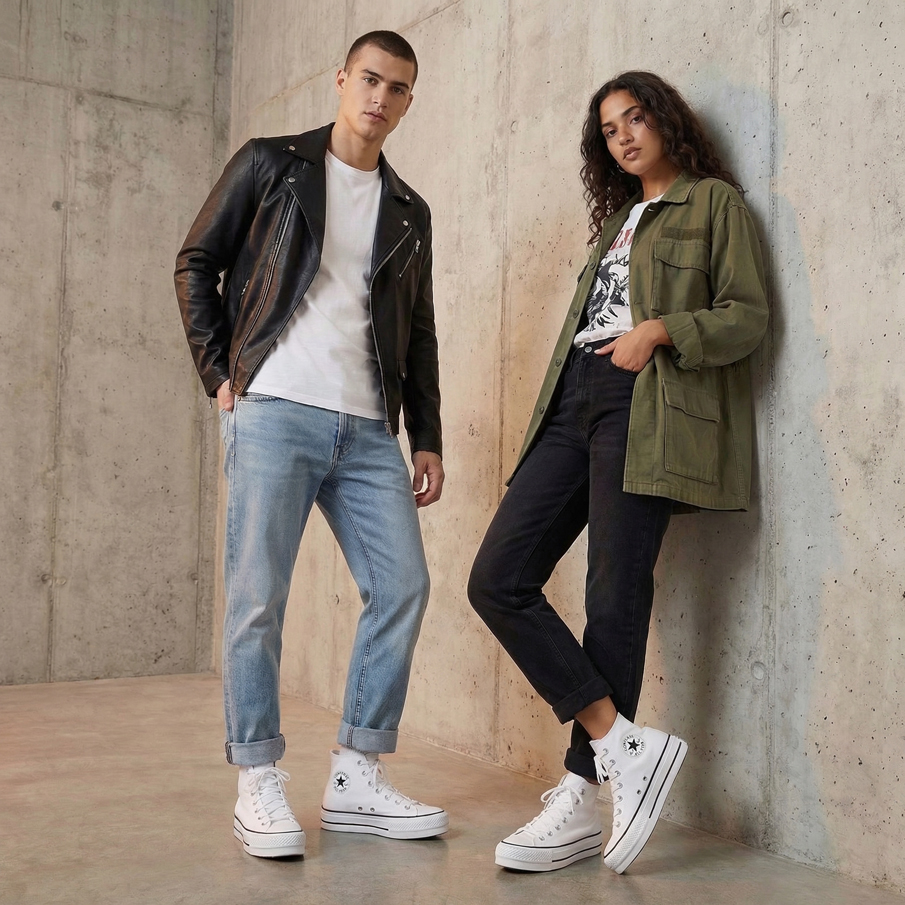Converse Chuck Taylor All Star Lift Hi – Zapatillas altas blancas para hombre y mujer - Imagen 2