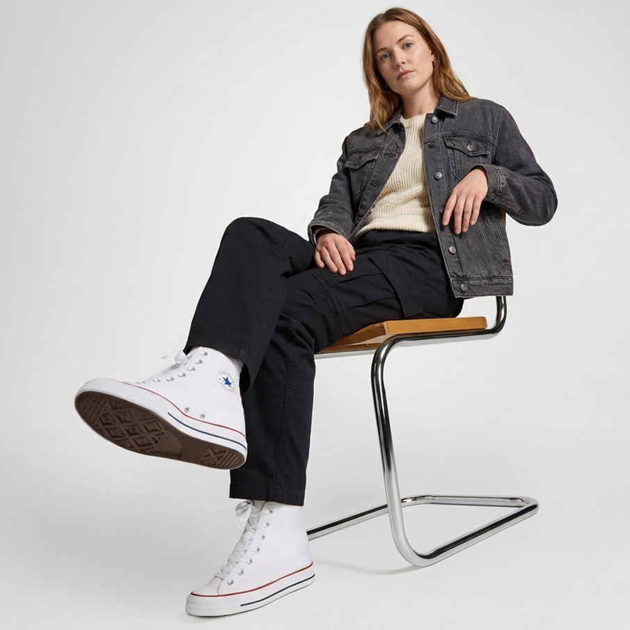 Converse Chuck Taylor All Star Wedge Platform para mujer – Zapatillas altas con cuña interna de lona en color blanco – Sneakers con plataforma oculta - Imagen 2