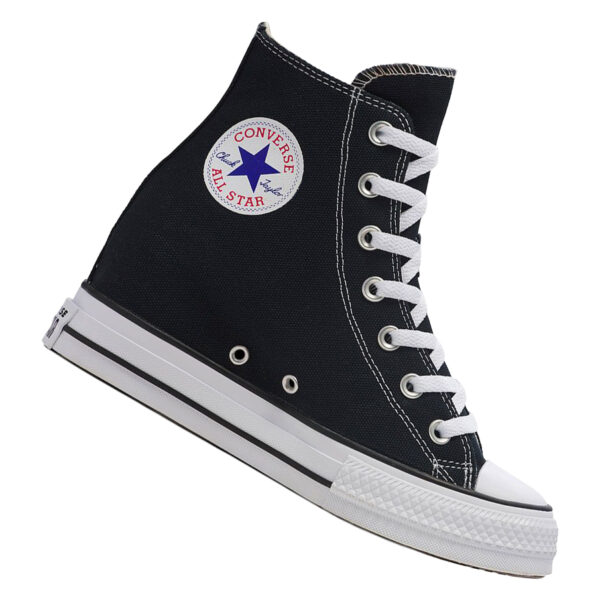 Converse Chuck Taylor All Star Wedge Platform para mujer – Zapatillas altas con cuña interna de lona en color negro – Sneakers con plataforma oculta