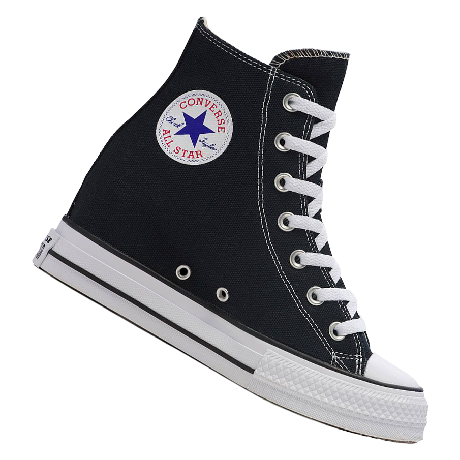 Converse Chuck Taylor All Star Wedge Platform para mujer – Zapatillas altas con cuña interna de lona en color negro – Sneakers con plataforma oculta