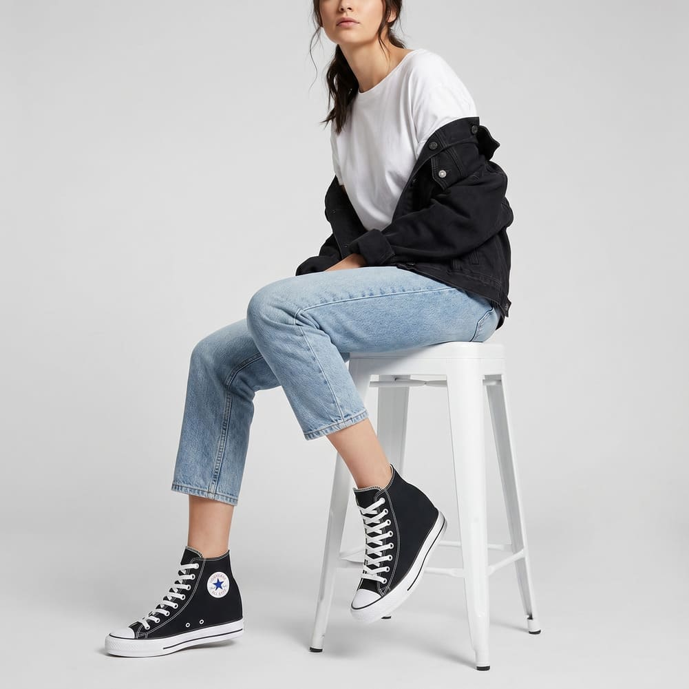 Converse Chuck Taylor All Star Wedge Platform para mujer – Zapatillas altas con cuña interna de lona en color negro – Sneakers con plataforma oculta - Imagen 2