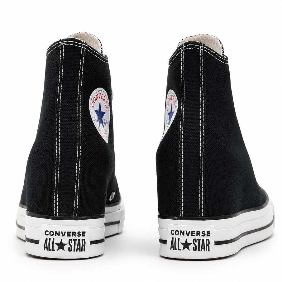 Converse Chuck Taylor All Star Wedge Platform para mujer – Zapatillas altas con cuña interna de lona en color negro – Sneakers con plataforma oculta - Imagen 3